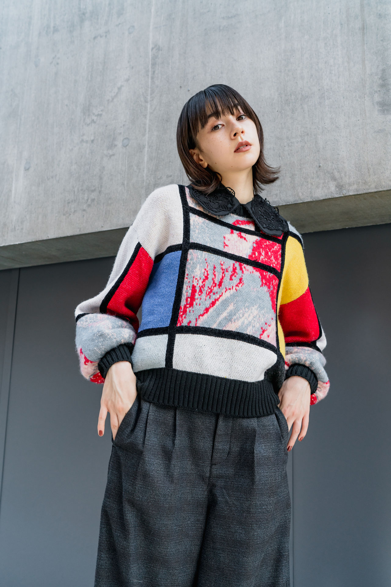 initial x piet mondriaan winter20 womenswear collection street snap 05